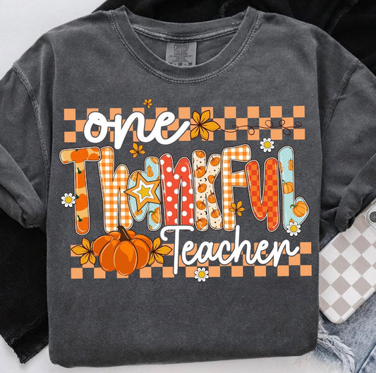 CHECKERED ONE THANKFUL TEACHER (2 OPTIONS) - DTF TRANSFER