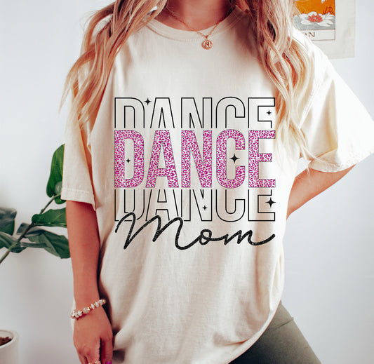 FAUX GLITTER CHEETAH DANCE MOM - DTF TRANSFER
