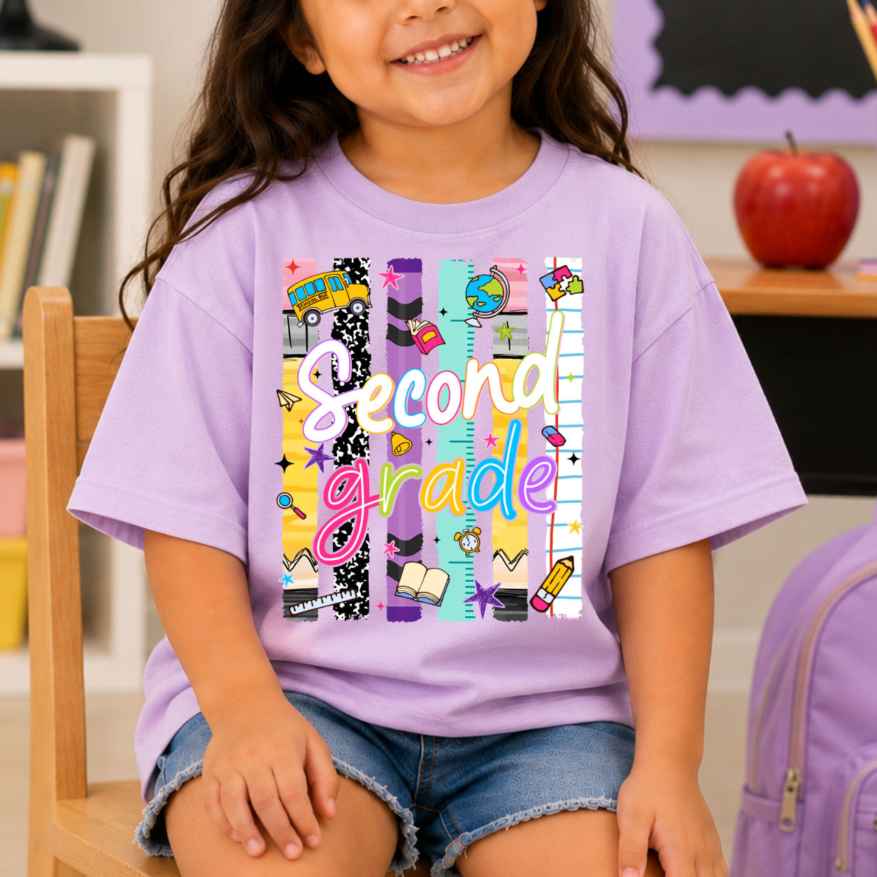 STRIPED SCHOOL SECOND GRADE - DTF TRANSFER