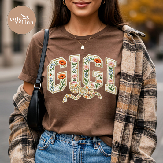 FAUX EMBROIDERY FLORAL GIGI - DTF TRANSFER