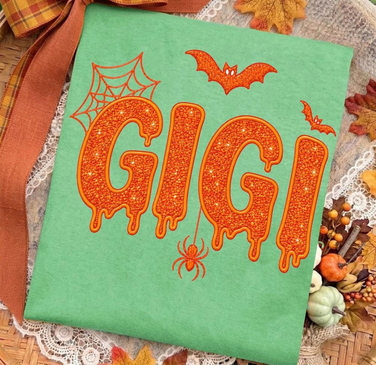 FAUX GLITTER ORANGE GIGI - DTF TRANSFER