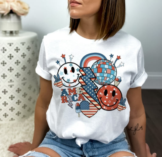 RETRO SMILEY AMERICA - DTF TRANSFER
