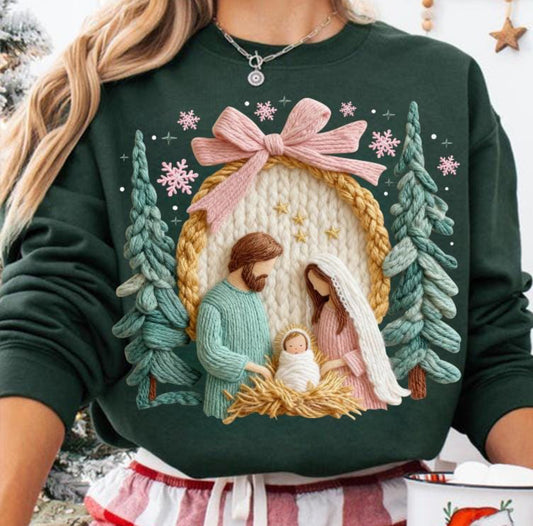 FAUX YARN CHRISTIAN NATIVITY - DTF TRANSFER