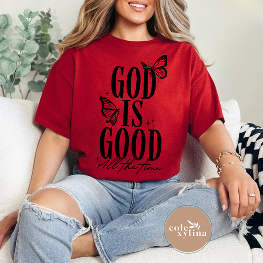 BUTTERFLIES GOD IS GOOD BLACK - DTF TRANSFER