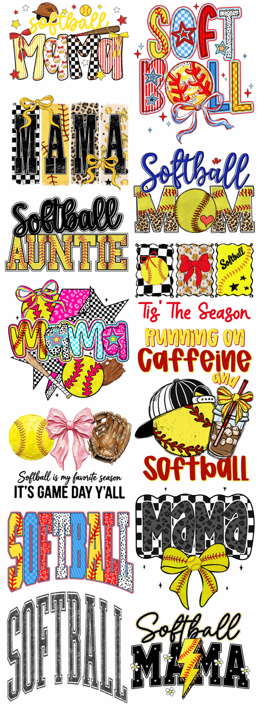 SWEET SOFTBALL GANG SHEET - READY TO PRESS