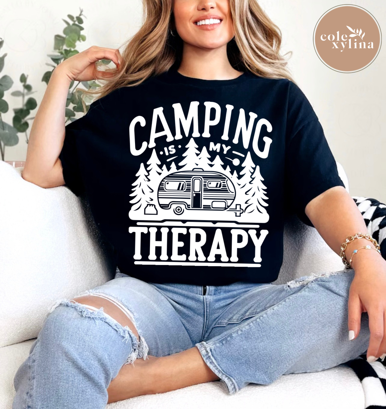 CAMPING THERAPY WHITE - DTF TRANSFER