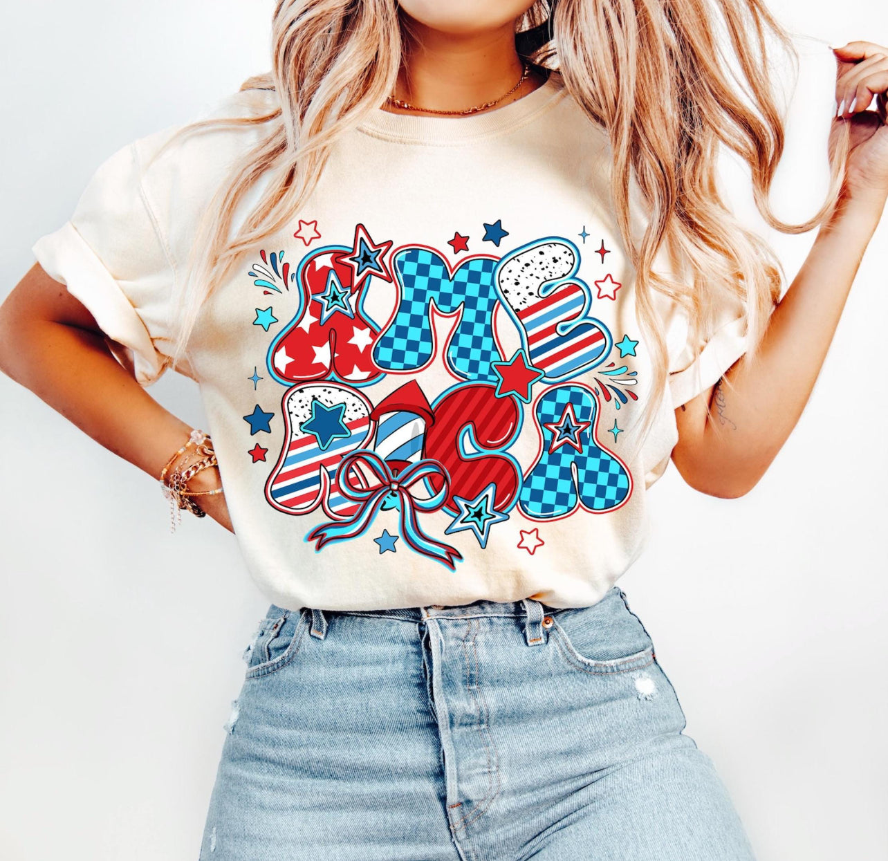 RETRO STARS DOTS AMERICA - DTF TRANSFER