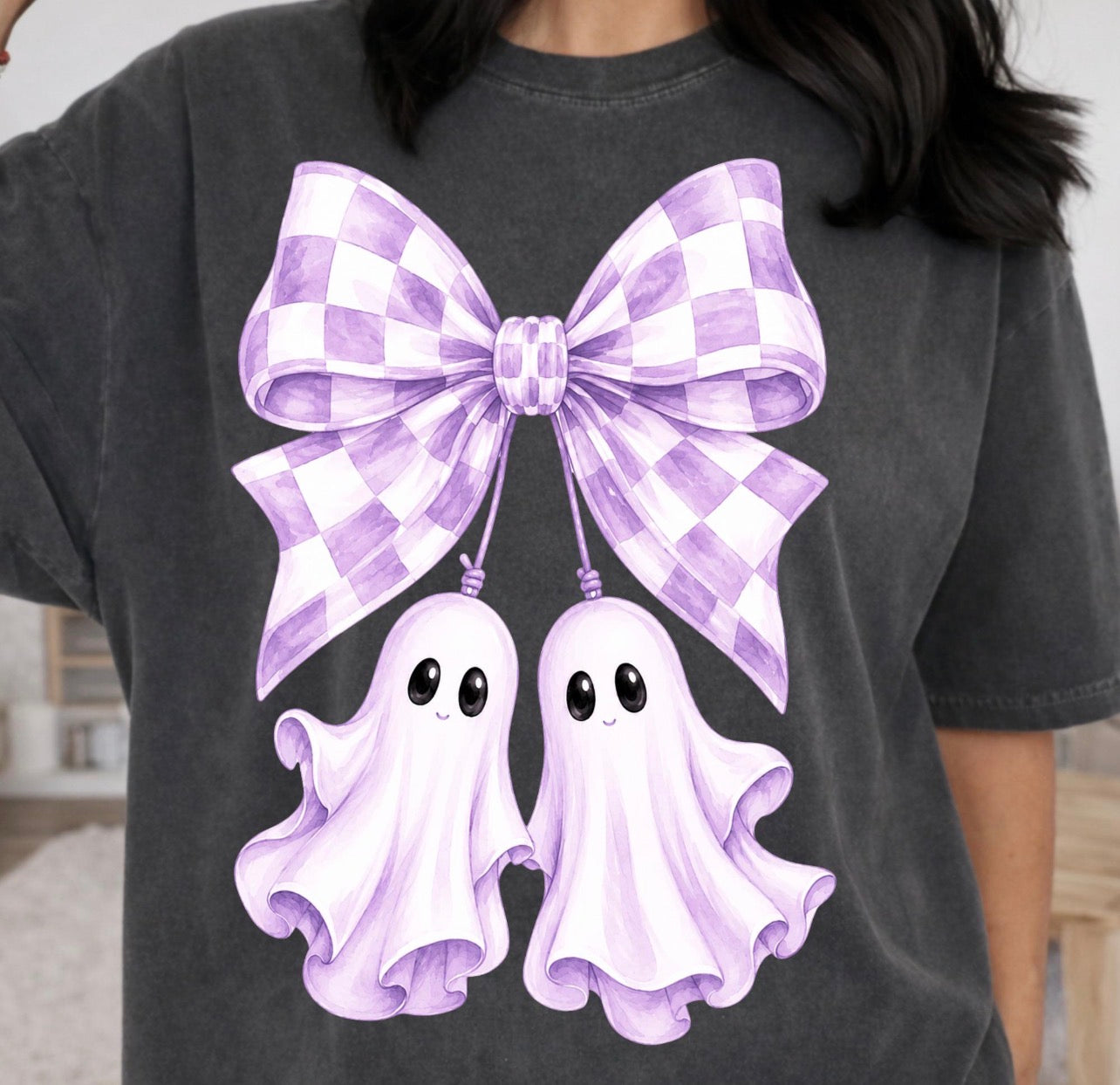 CHECKERED COQUETTE GHOST PURPLE - DTF TRANSFER