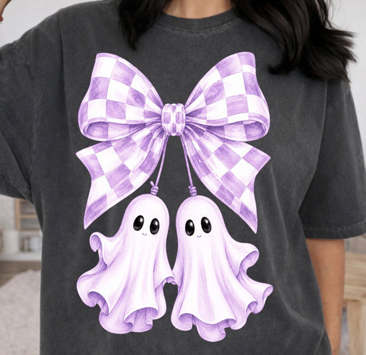 CHECKERED COQUETTE GHOST PURPLE - DTF TRANSFER