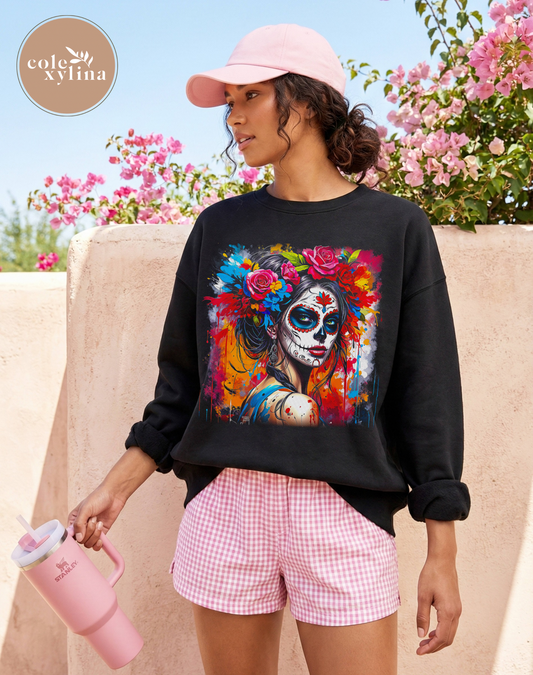 HALF TONE FLORAL CATRINA - DTF TRANSFER