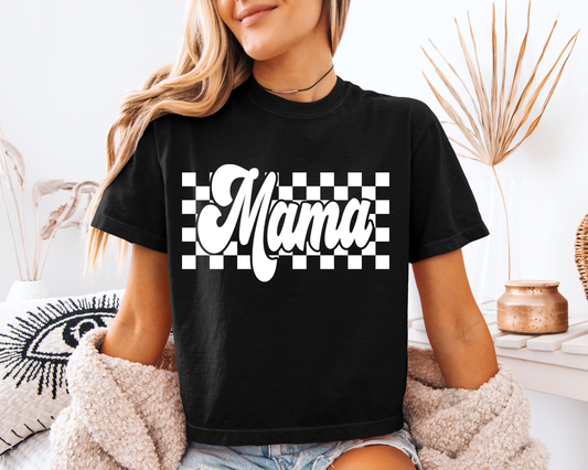 WHITE CHECKERED MAMA (2 OPTIONS) - DTF TRANSFER