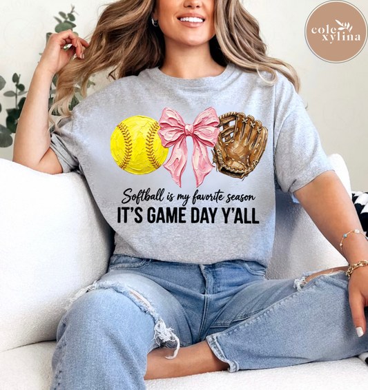 PAINTED SOFTBALL IS MY FAVORITE SEASON (2 COLOR OPTIONS) - DTF TRANSFER