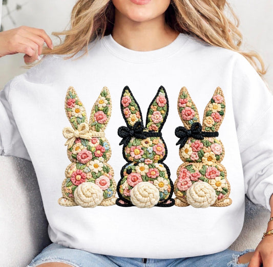 FAUX LATCH HOOK BUNNIES A1 - DTF TRANSFER