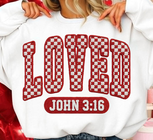 RED CHECKERED LOVED JOHN 3:16 - DTF TRANSFER