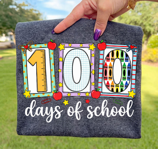 COLORFUL 100 DAYS OF SCHOOL (2 OPTIONS) - DTF TRANSFER