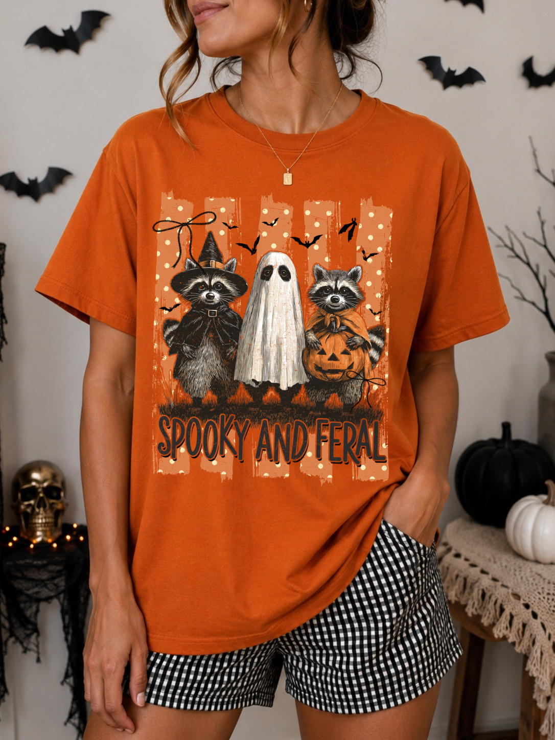 ORANGE STRIPES SPOOKY AND FERAL - DTF TRANSFER