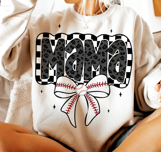 CHEETAH CHECKERED MAMA BASEBALL - DTF TRANSFER