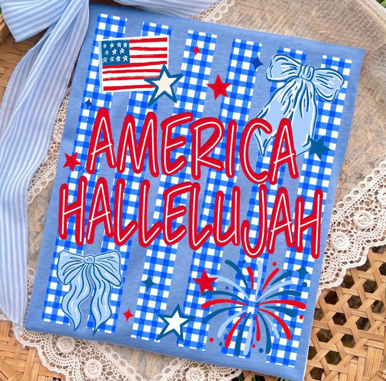 CHECKERED STRIPES AMERICA HALLELUJAH - DTF TRANSFER