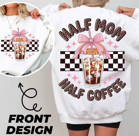 PINK BOW HALF COFFEE HALF MOM (2 PIECES) - DTF TRANSFER