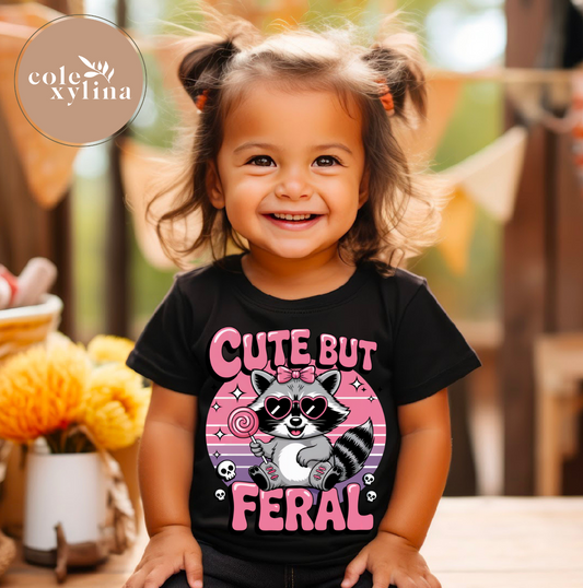 PINK CUTE BUT FERRAL - DTF TRANSFER