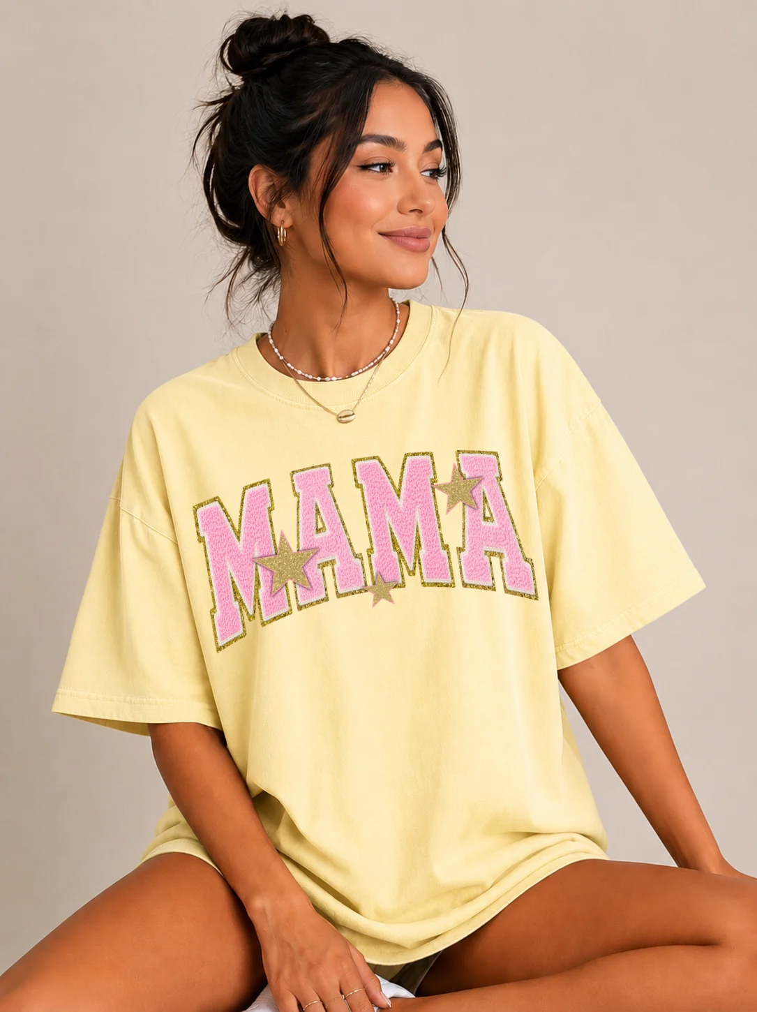 PINK FAUX PATCH MAMA - DTF TRANSFER