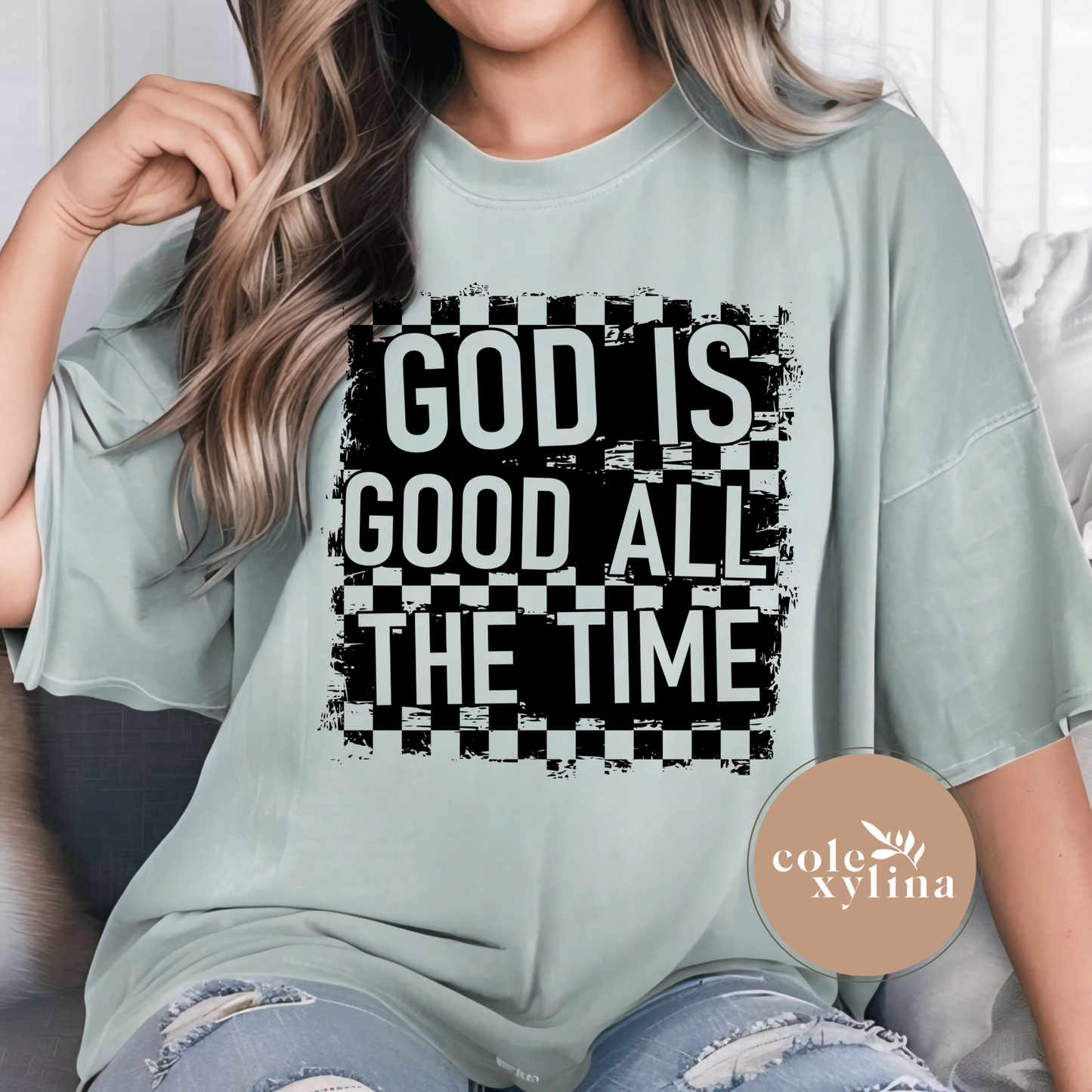 CHECKERED GOD IS GOOD ALL THE TIME - DTF TRANSFER