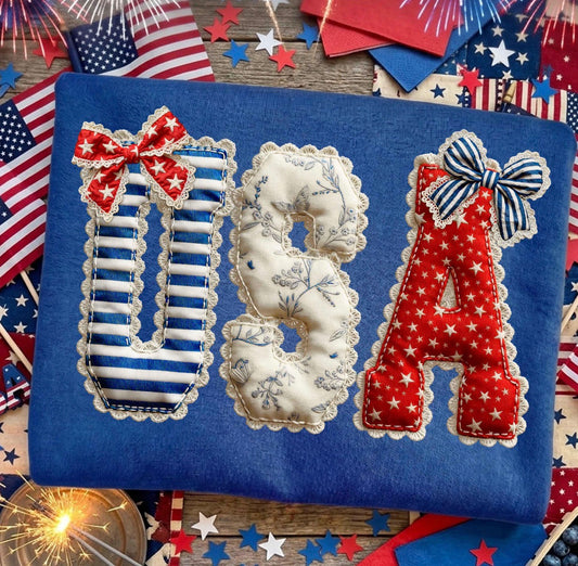 FAUX 3D STITCHED USA - DTF TRANSFER