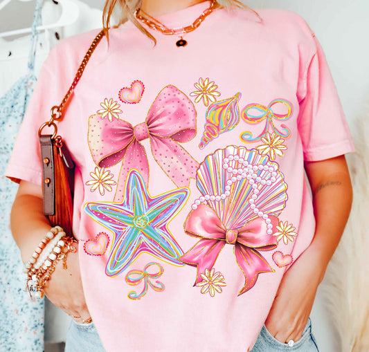 FLORAL COQUETTE SEASHELL - DTF TRANSFER