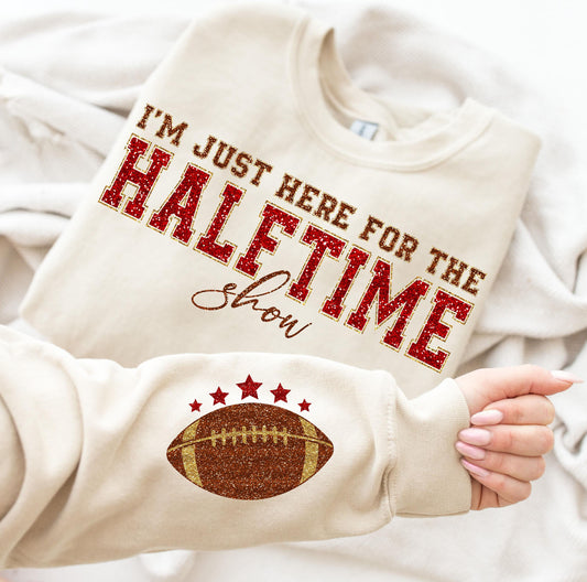 RED I’M JUST HERE FOR THE HALF TIME SHOW (2 PIECES)- DTF TRANSFER