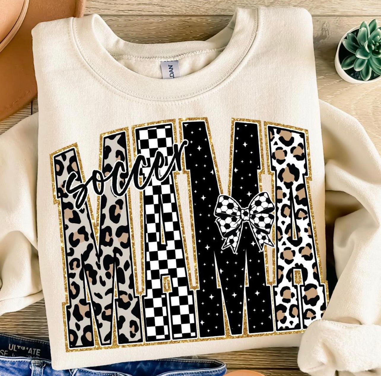 LEOPARD CHECKERED SOCCER MAMA - DTF TRANSFER