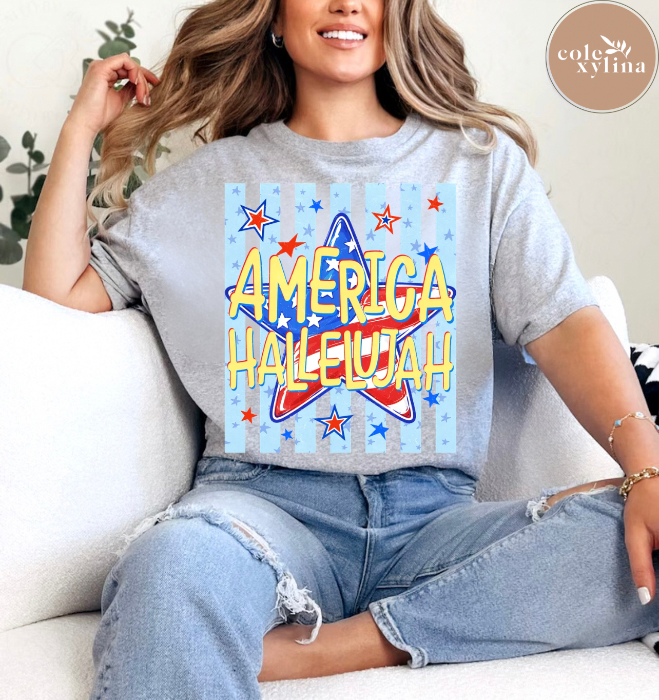BLUE STRIPES AMERICA HALLELUJAH - DTF TRANSFER