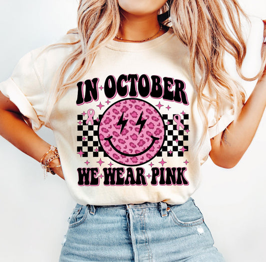 IN OCTOBER WE WEAR PINK RETRO - DTF TRANSFER