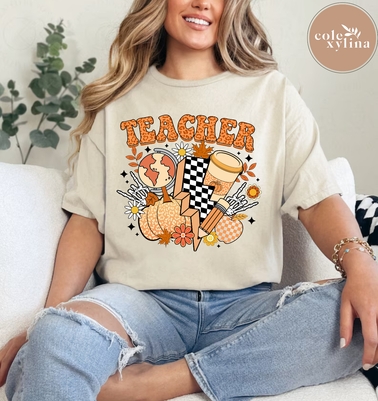 DTF TRANSFER - RETRO PUMPKIN TEACHER