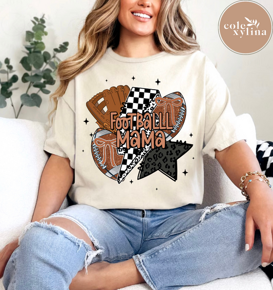FOOTBALL MAMA CHECKERED BOLT - DTF TRANSFER