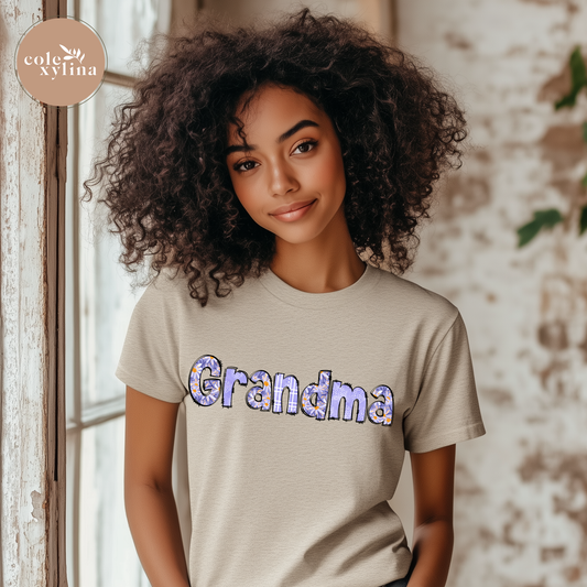 PURPLE FLORAL GRANDMA - DTF TRANSFER