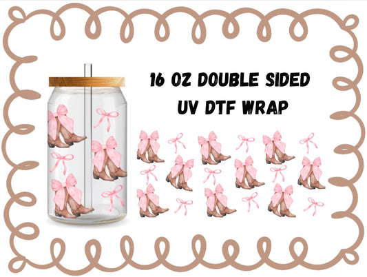 WESTERN PINK COQUETTES & BOOTS - 16OZ WRAP DOUBLE SIDED