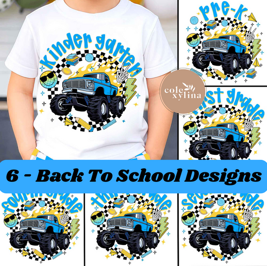 MONSTER TRUCK BACK TO SCHOOL (6 OPTIONS) - DTF TRANSFER