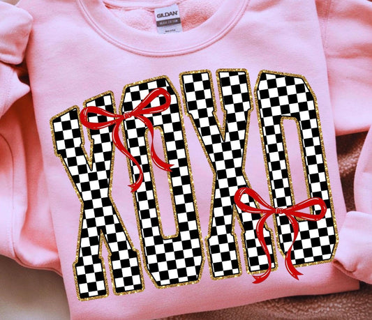 MINI RED BOW CHECKERED XOXO - DTF TRANSFER