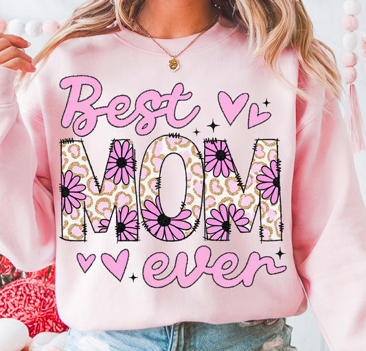 PINK FLORAL CHEETAH BEST MOM - DTF TRANSFER