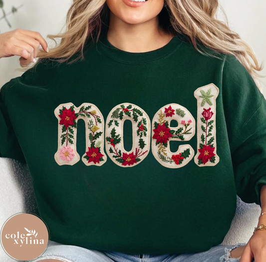 FAUX EMBROIDERY FESTIVE NOEL - DTF TRANSFER