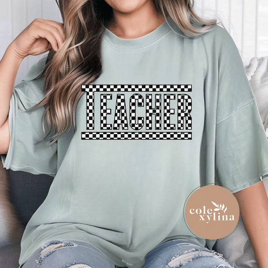 CHECKERED TEACHER - DTF TRANSFER