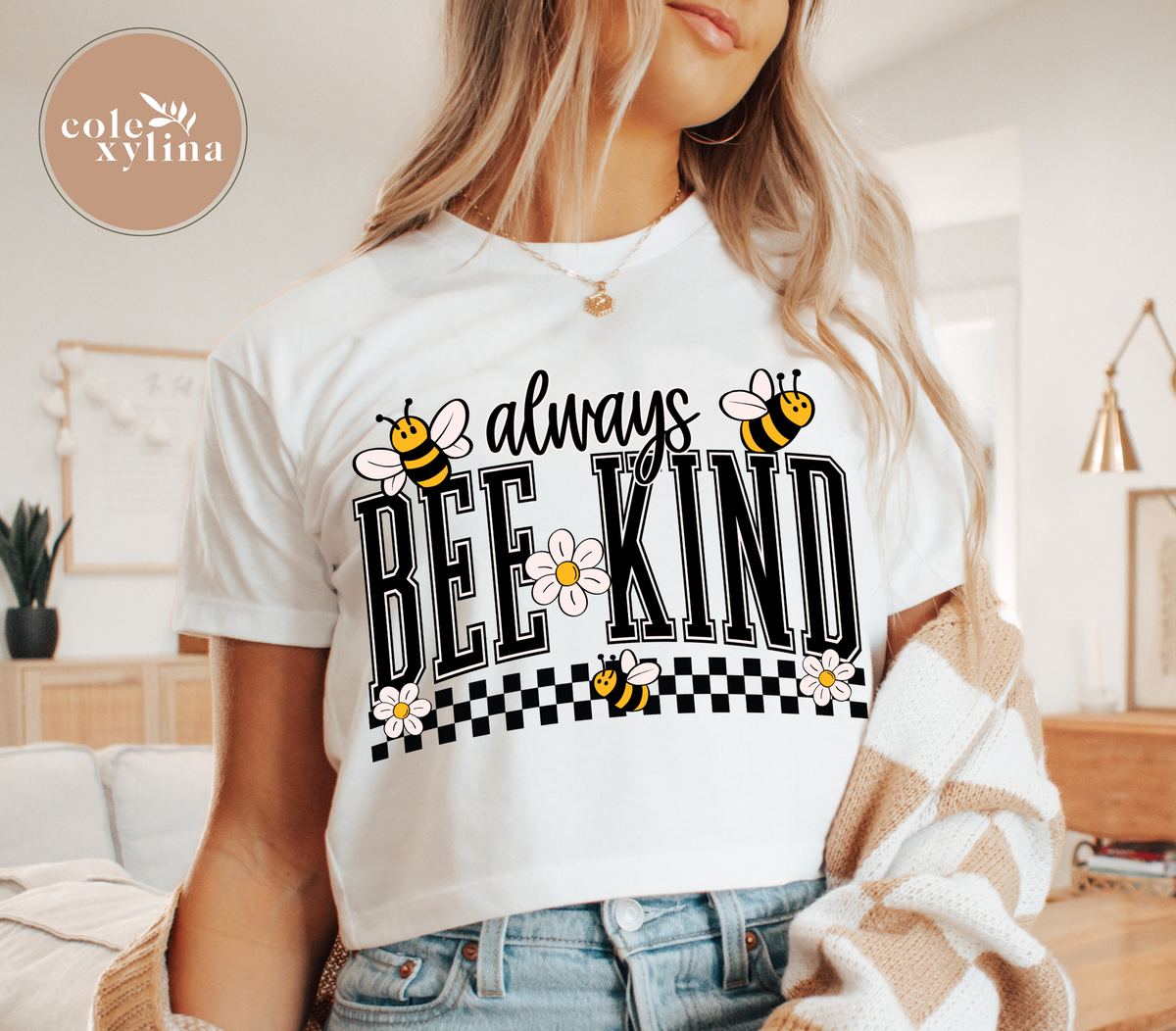 CHECKERED ALWAYS BEE KIND - DTF TRANSFER