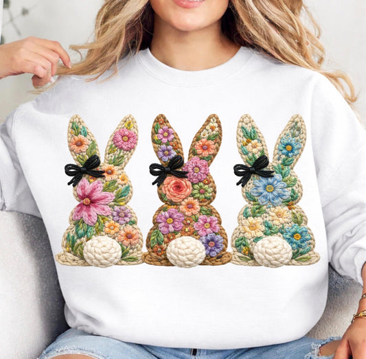 FAUX LATCH HOOK BUNNIES A2 - DTF TRANSFER