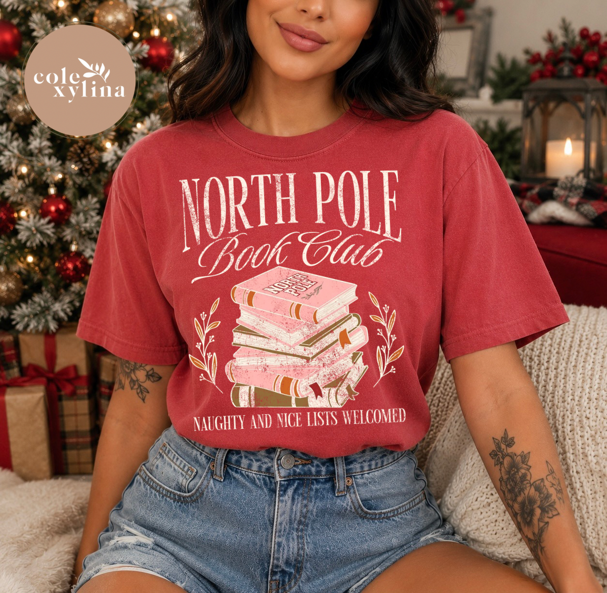 NORTH POLE BOOK CLUB CREAM GRUNGE - DTF TRANSFER