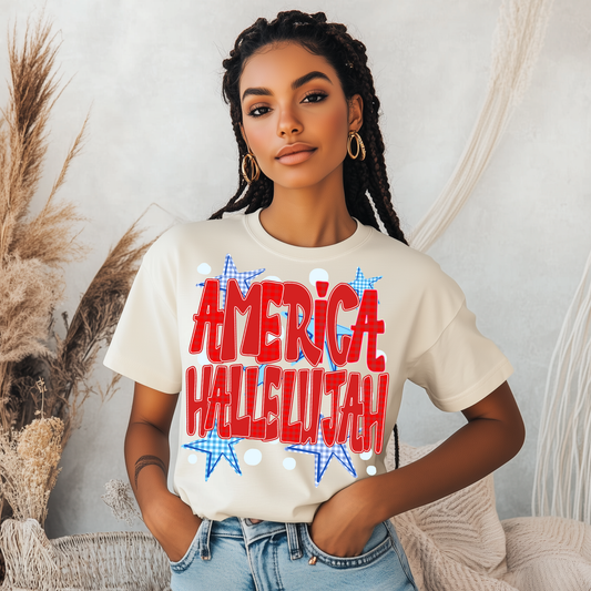 BLUE STARS AMERICA HALLELUJAH - DTF TRANSFER