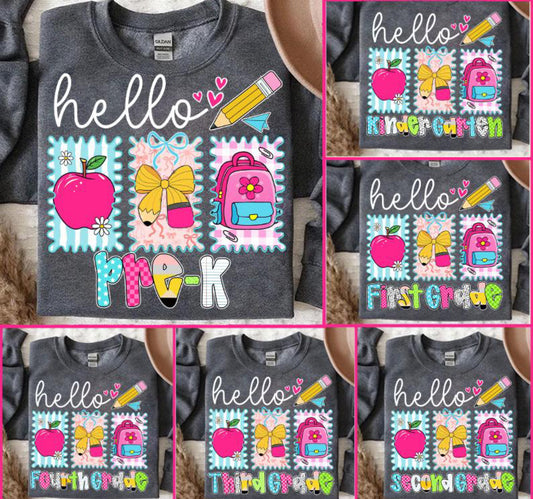 HELLO GIRLY BACK TO SCHOOL (6 OPTIONS) - DTF TRANSFER