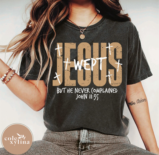 JESUS WEPT BUT HE NEVER COMPLAINED (2 OPTIONS) - DTF TRANSFER