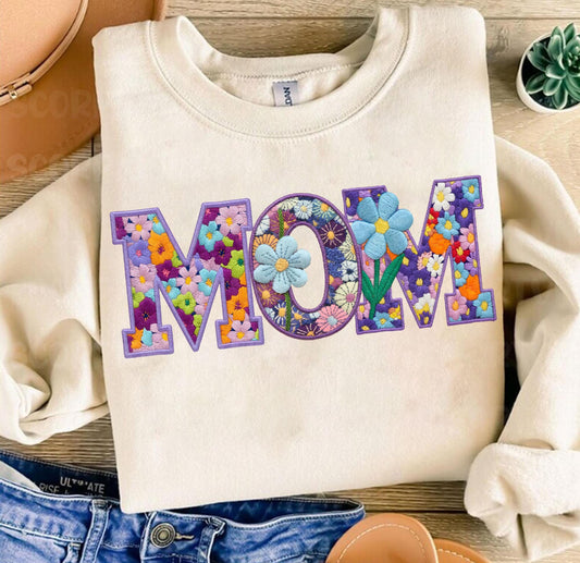 FLORAL EMBROIDERY MAMA - DTF TRANSFE