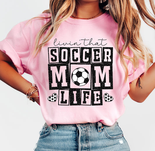 FAUX GLITTER LIVIN THAT SOCCER MOM LIFE - DTF TRANSFER