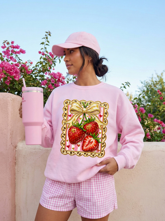 PAINTED FRAMED STRAWBERRY COQUETE - DTF TRANSFER
